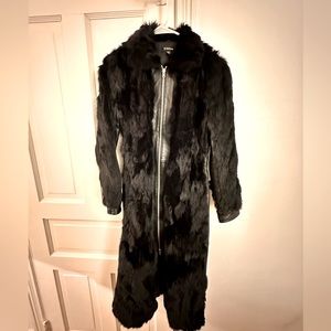 bebe Black Faux Fur Long Coat